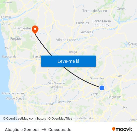 Abação e Gémeos to Cossourado map