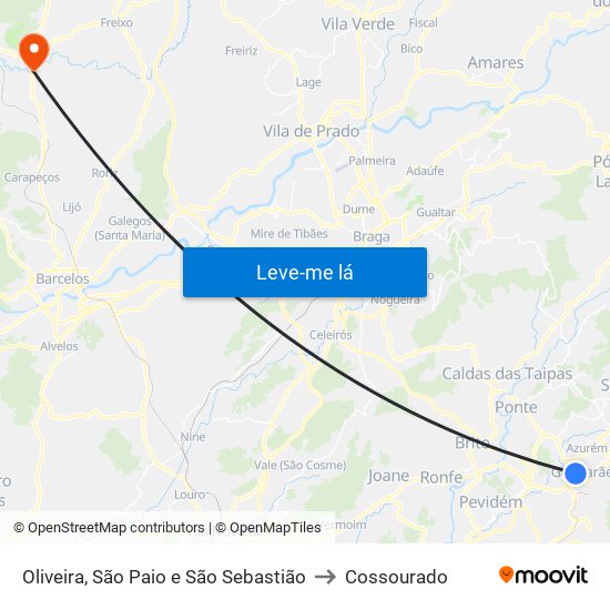 Oliveira, São Paio e São Sebastião to Cossourado map