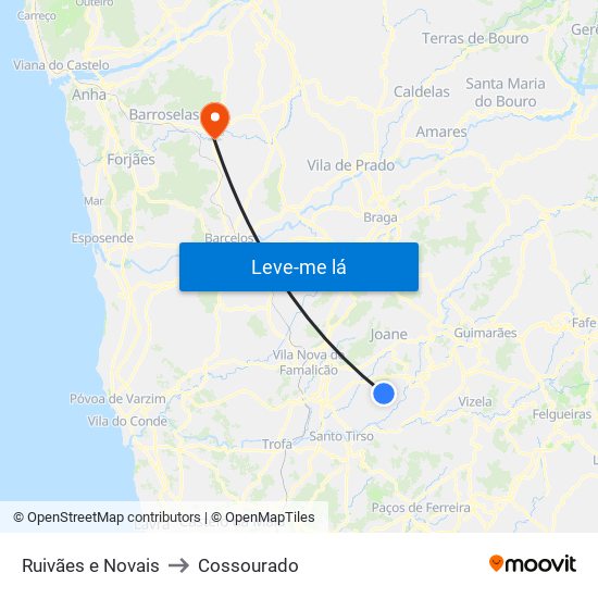 Ruivães e Novais to Cossourado map