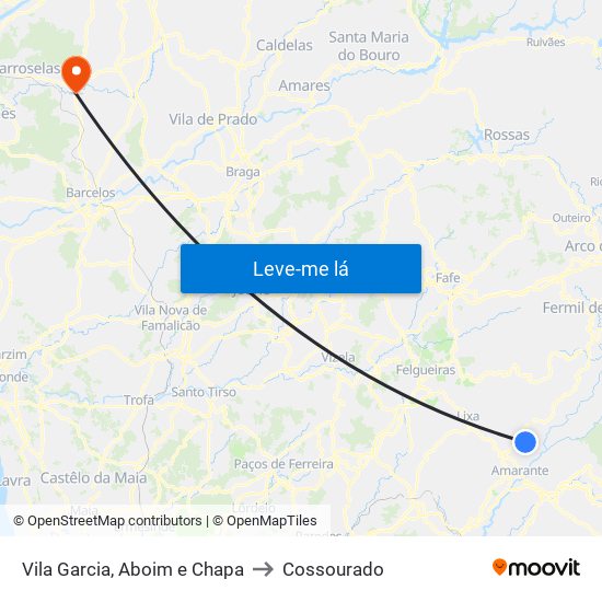 Vila Garcia, Aboim e Chapa to Cossourado map