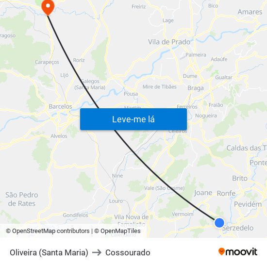 Oliveira (Santa Maria) to Cossourado map