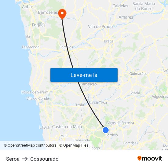 Seroa to Cossourado map