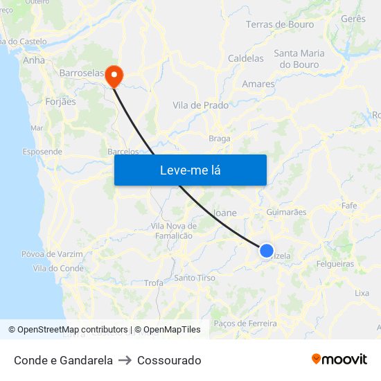 Conde e Gandarela to Cossourado map