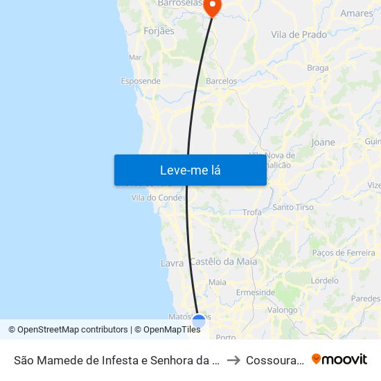 São Mamede de Infesta e Senhora da Hora to Cossourado map