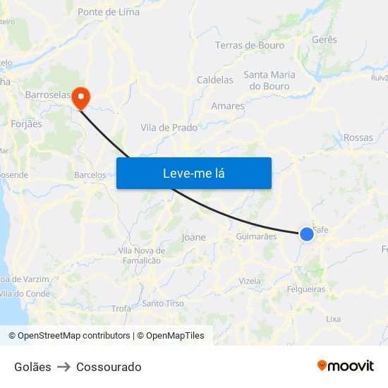 Golães to Cossourado map