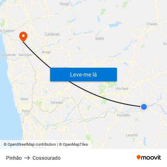 Pinhão to Cossourado map
