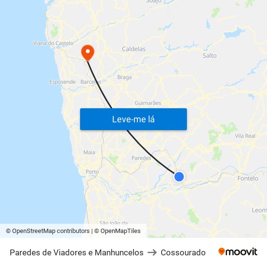 Paredes de Viadores e Manhuncelos to Cossourado map