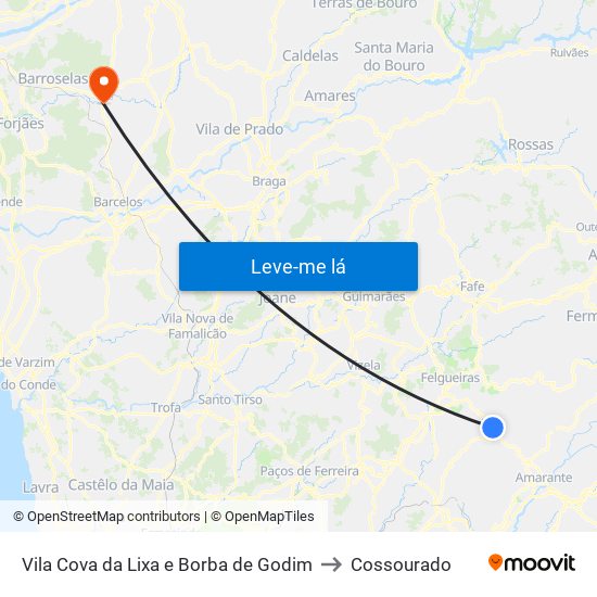 Vila Cova da Lixa e Borba de Godim to Cossourado map