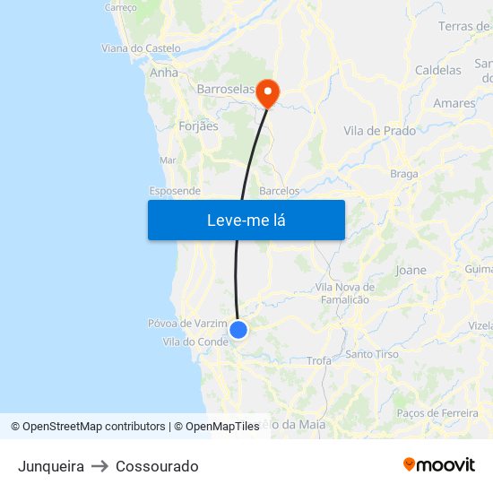 Junqueira to Cossourado map