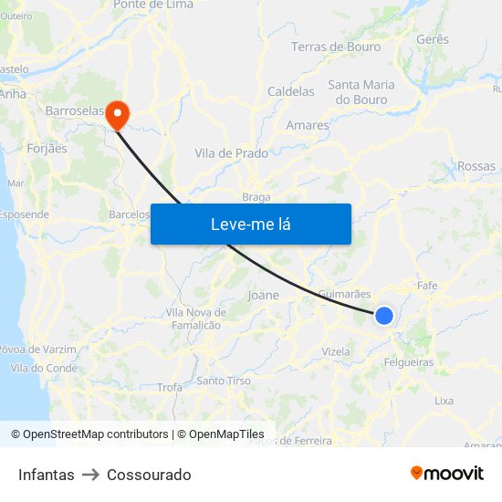 Infantas to Cossourado map