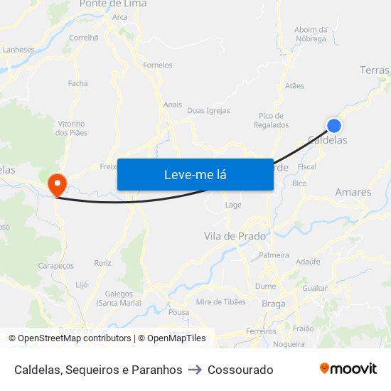 Caldelas, Sequeiros e Paranhos to Cossourado map