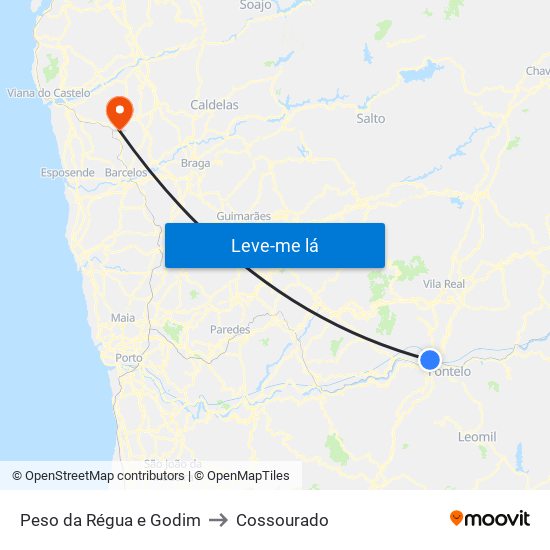 Peso da Régua e Godim to Cossourado map