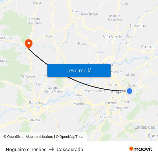 Nogueiró e Tenões to Cossourado map