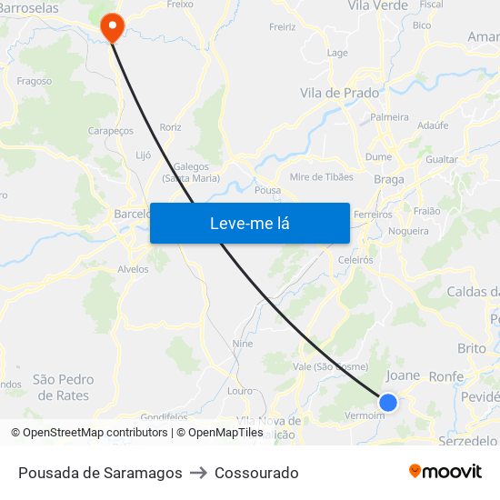 Pousada de Saramagos to Cossourado map