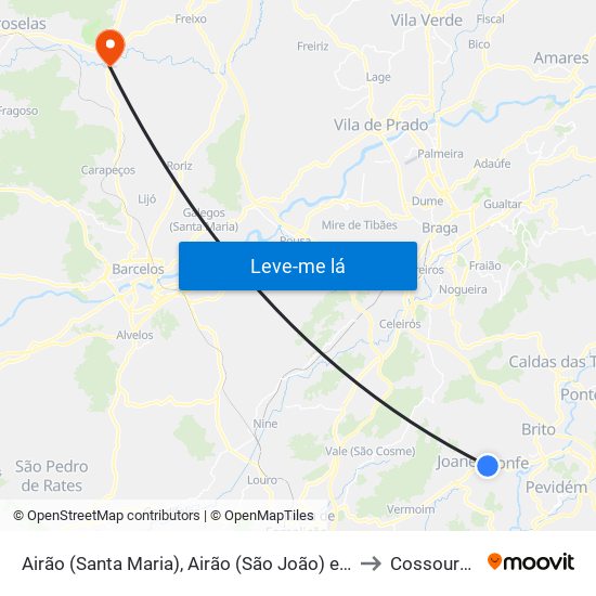 Airão (Santa Maria), Airão (São João) e Vermil to Cossourado map