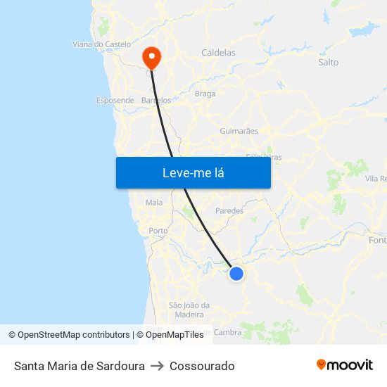 Santa Maria de Sardoura to Cossourado map