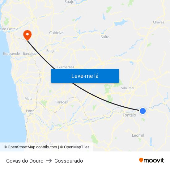 Covas do Douro to Cossourado map