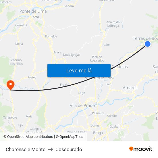 Chorense e Monte to Cossourado map