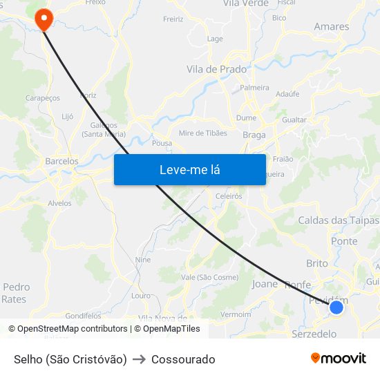 Selho (São Cristóvão) to Cossourado map