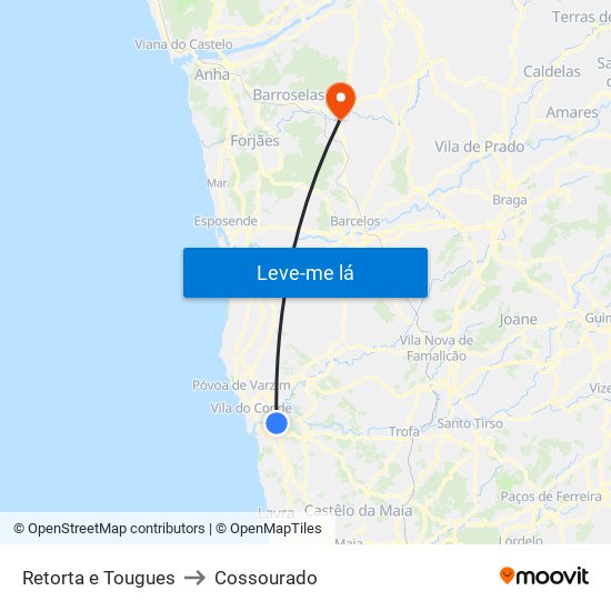 Retorta e Tougues to Cossourado map