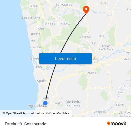 Estela to Cossourado map