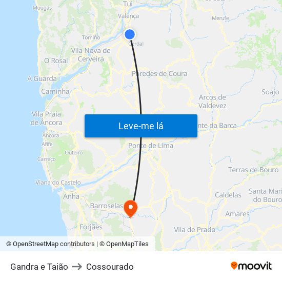 Gandra e Taião to Cossourado map