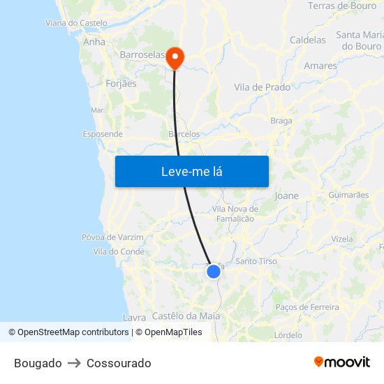 Bougado to Cossourado map