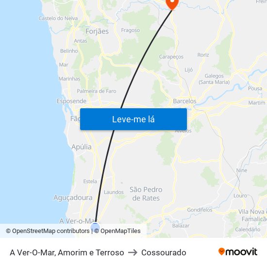 A Ver-O-Mar, Amorim e Terroso to Cossourado map