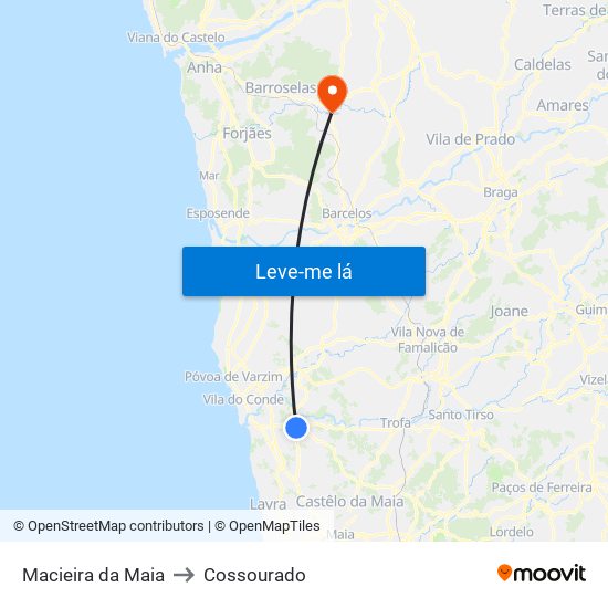 Macieira da Maia to Cossourado map