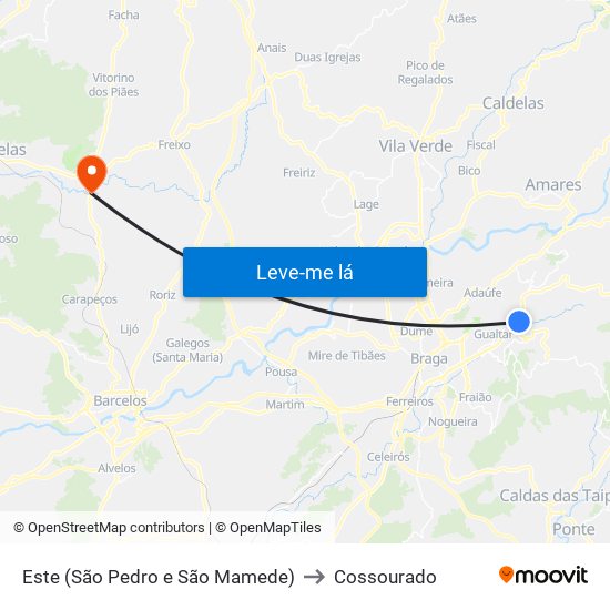 Este (São Pedro e São Mamede) to Cossourado map