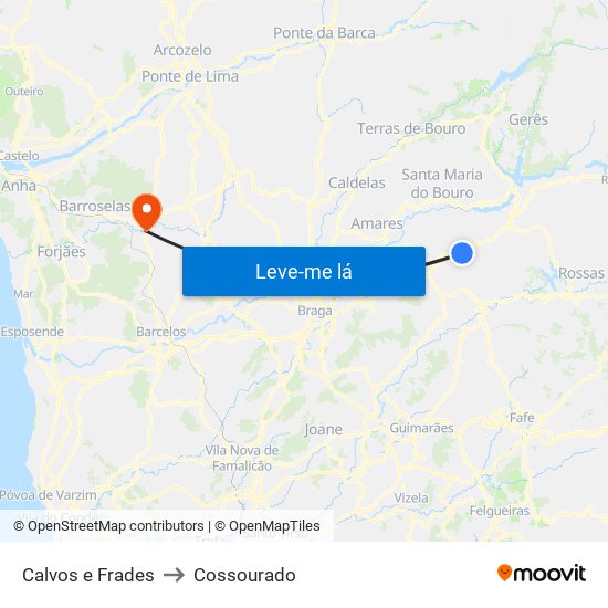 Calvos e Frades to Cossourado map