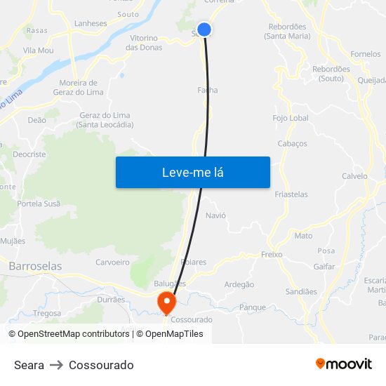 Seara to Cossourado map