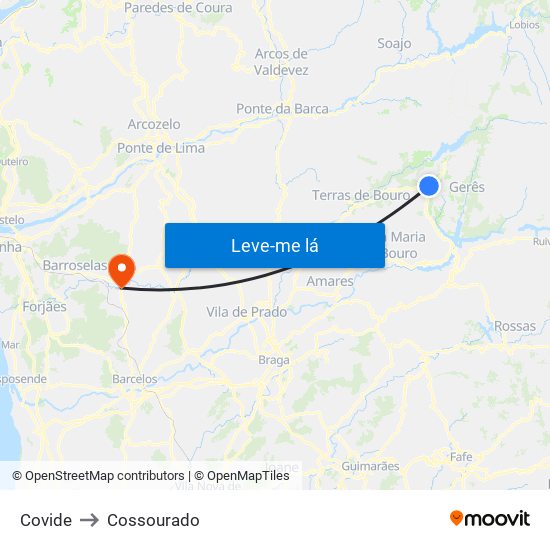 Covide to Cossourado map