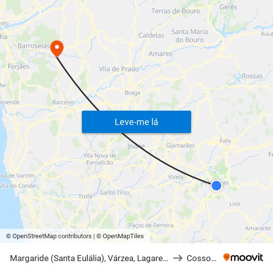 Margaride (Santa Eulália), Várzea, Lagares, Varziela e Moure to Cossourado map