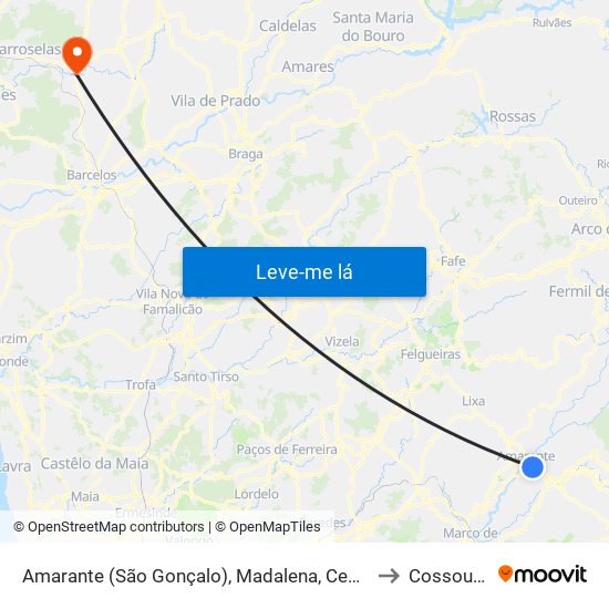 Amarante (São Gonçalo), Madalena, Cepelos e Gatão to Cossourado map