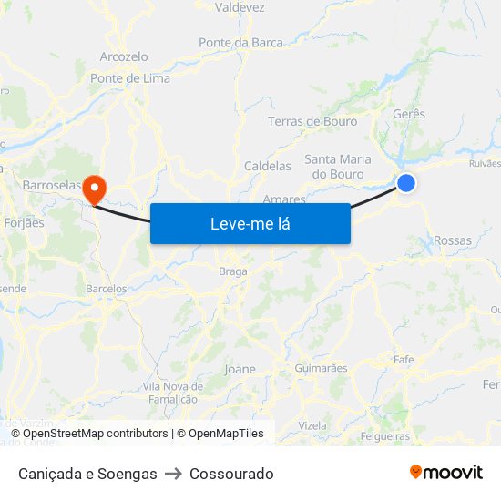 Caniçada e Soengas to Cossourado map