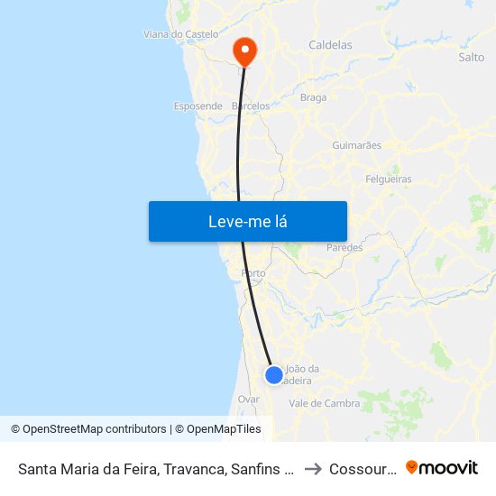 Santa Maria da Feira, Travanca, Sanfins e Espargo to Cossourado map