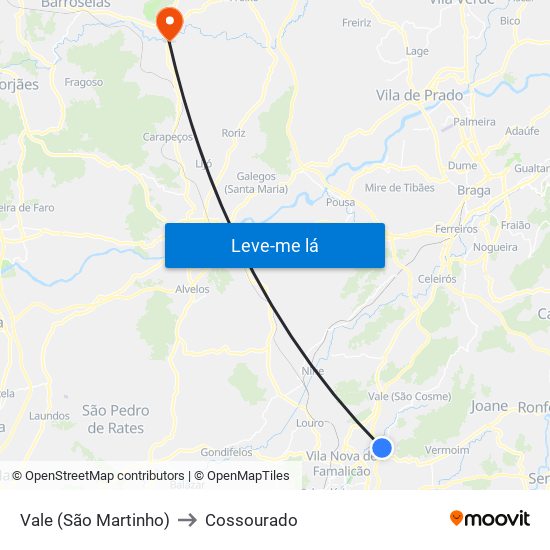 Vale (São Martinho) to Cossourado map