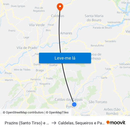 Prazins (Santo Tirso) e Corvite to Caldelas, Sequeiros e Paranhos map