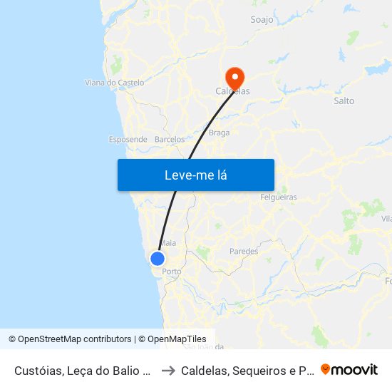 Custóias, Leça do Balio e Guifões to Caldelas, Sequeiros e Paranhos map