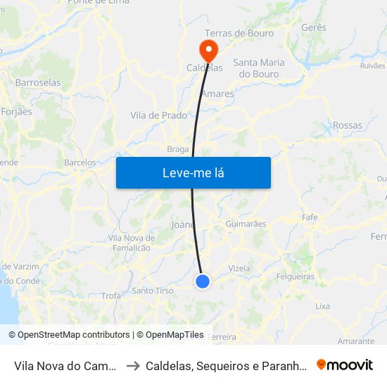 Vila Nova do Campo to Caldelas, Sequeiros e Paranhos map