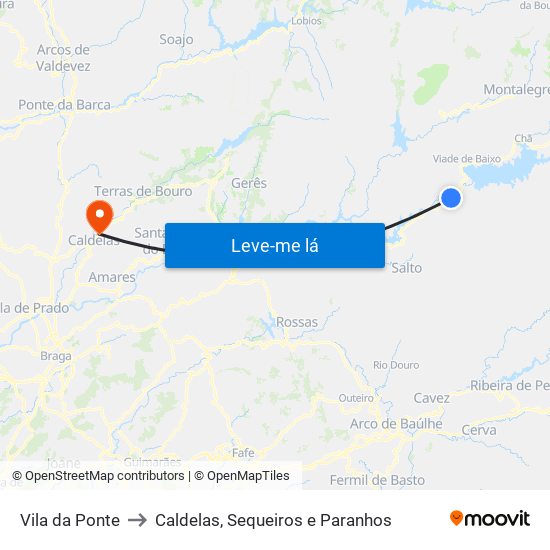 Vila da Ponte to Caldelas, Sequeiros e Paranhos map