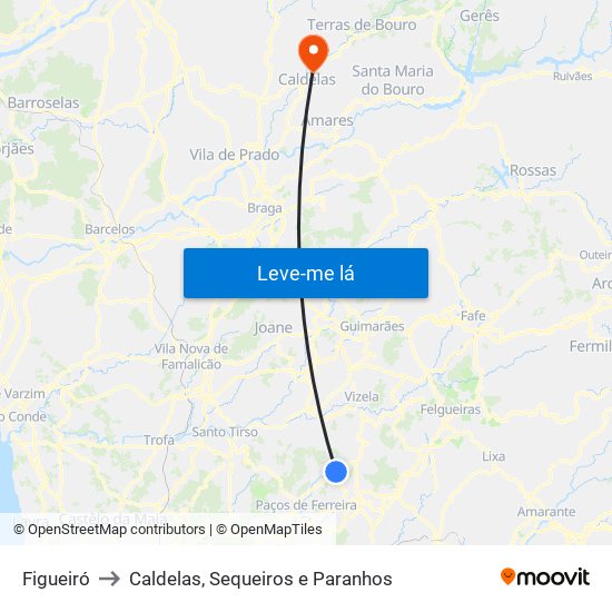 Figueiró to Caldelas, Sequeiros e Paranhos map