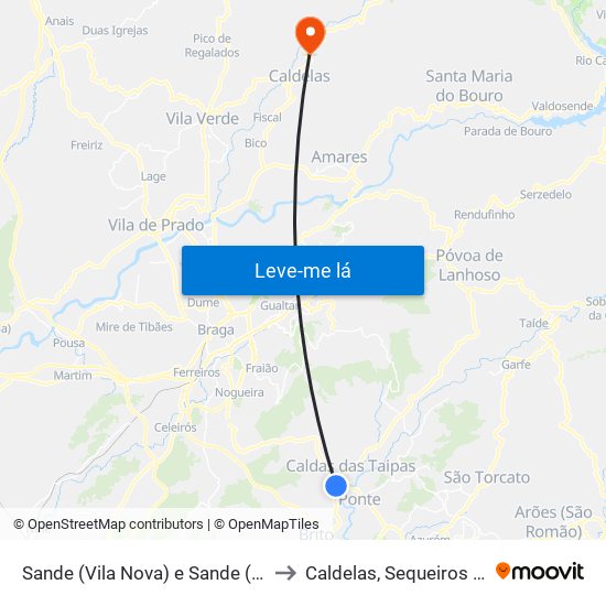 Sande (Vila Nova) e Sande (São Clemente) to Caldelas, Sequeiros e Paranhos map
