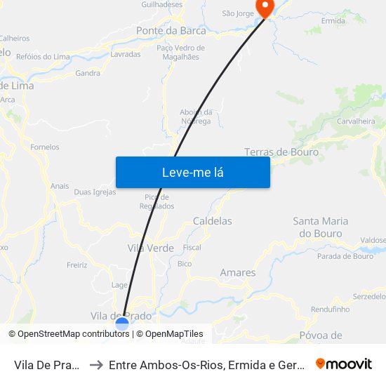 Vila De Prado to Entre Ambos-Os-Rios, Ermida e Germil map