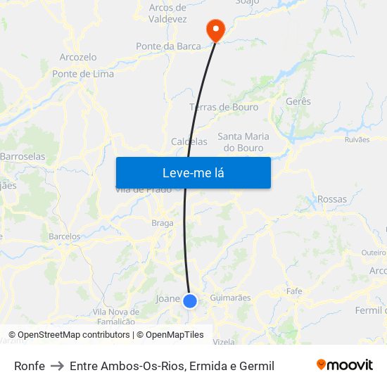 Ronfe to Entre Ambos-Os-Rios, Ermida e Germil map