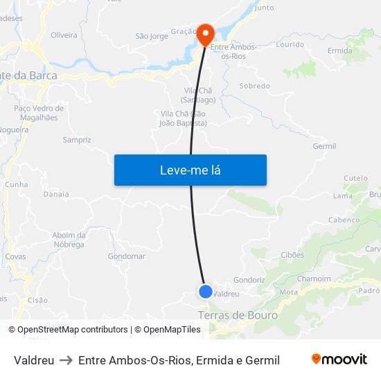 Valdreu to Entre Ambos-Os-Rios, Ermida e Germil map