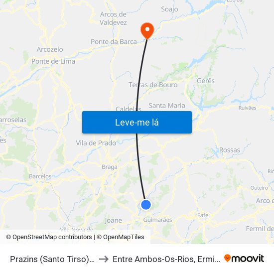 Prazins (Santo Tirso) e Corvite to Entre Ambos-Os-Rios, Ermida e Germil map