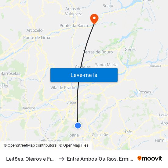 Leitões, Oleiros e Figueiredo to Entre Ambos-Os-Rios, Ermida e Germil map