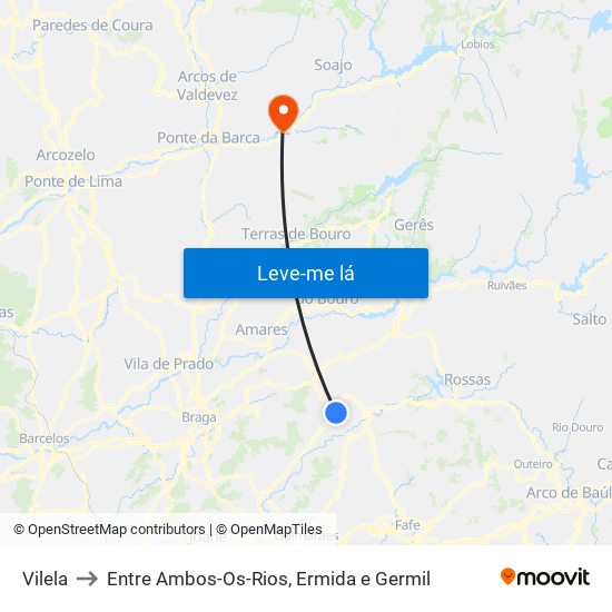 Vilela to Entre Ambos-Os-Rios, Ermida e Germil map
